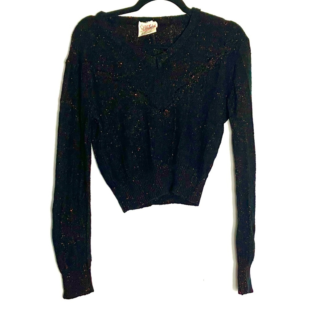 Vintage 70s Currants by Jeri-Jo Glitter Lurex Sweater Medium